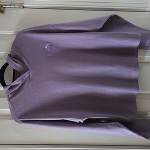 PUMA BRAND SIGNATURE WOMEN'S PURPLE RIBBED PULLOVER HOODED SHIRT SIZE XS
